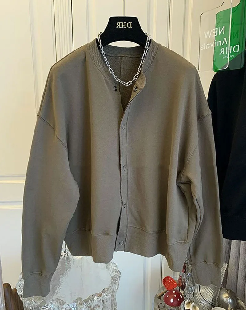 

Винтажная верхняя одежда, куртка, женская одежда, модная Корейская свободная повседневная куртка для женщин, однотонная куртка-бомбер с длинным рукавом для женщин