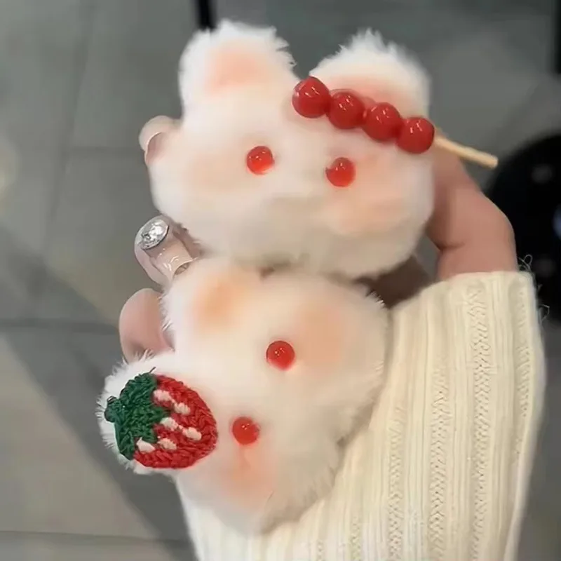 Sugar Gourd Rabbit Hairy Hair Band Hairpin Ins Female Soft Cute Cute Blush Rabbit Hair Rope Student Ponytail Hair Accessories