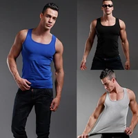 Men Sports Vest Sleeveless Square Neck Bodybuilding Tank Tops Sweat Absorption Elastic Jogging Gym Tank Top Undershirt