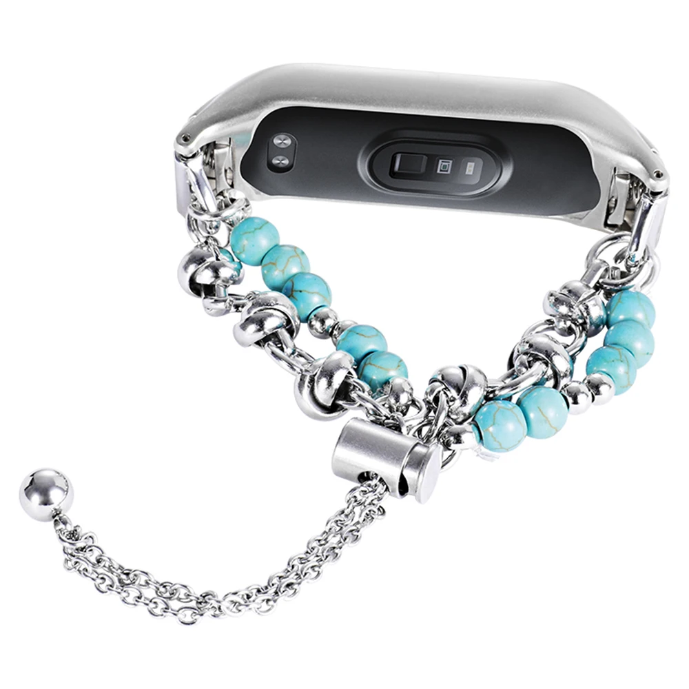 Elegant Blue Alloy Chain Wristband Bracelet - Metal Smart Band Accessory
