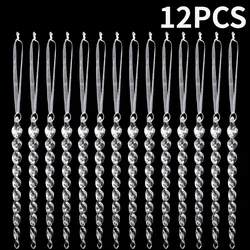 Set of Crystal Clear Snowflake and Icicle Christmas Tree Ornaments - Holiday Winter Party Decor (D - 12PCS)
