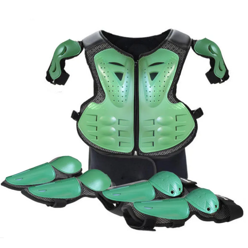 Motocross Gear Set Motorcycle Knee Brace Motorcycle Protector For Height 0.85-1.7M Latka Boy Girl Child Youth Body Protect Vest Armor Kids Motocross Chest Spine Protection Gear Knee guard