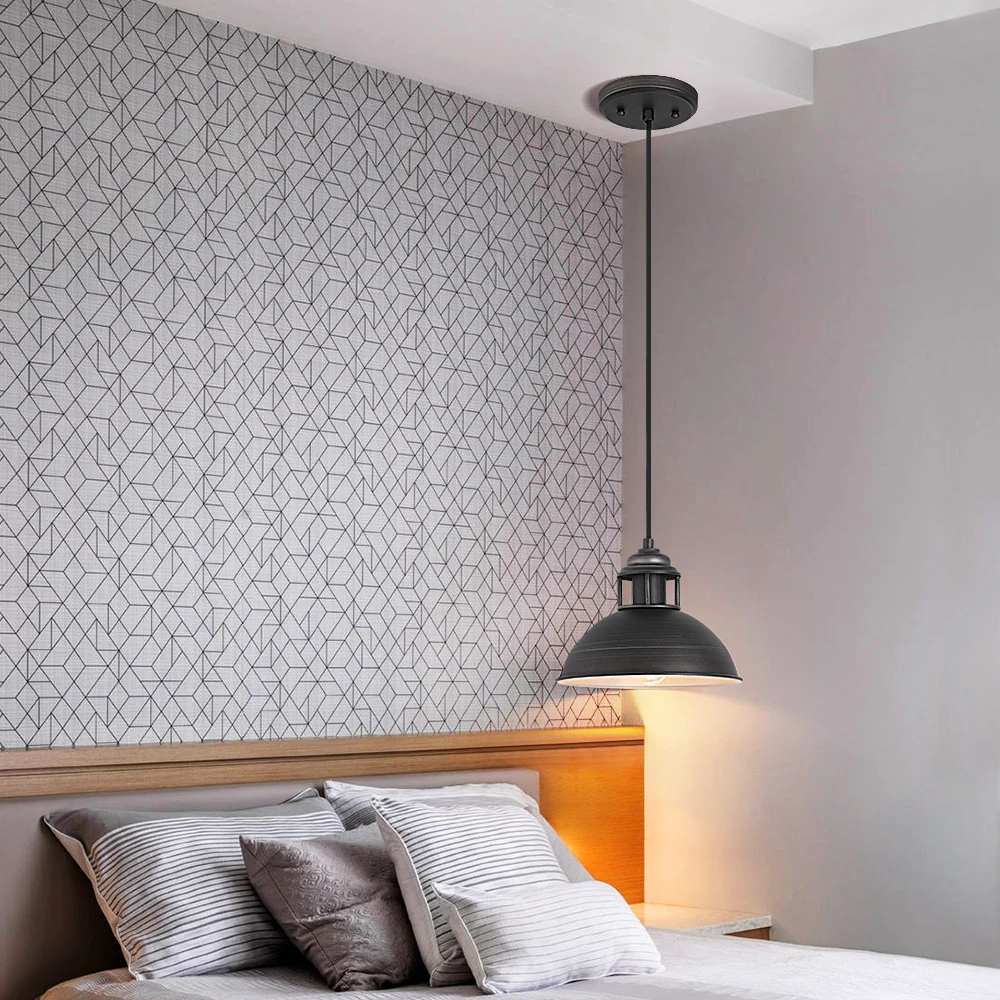 

Vintage Loft Retro Lamp Bar Kitchen Office Study Dining Room Cafe Restaurant Pub Chandelier Hanging Lamp Black Cone Ceiling