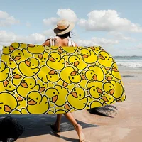 Yellow Classic Rubber Duck Cartoon Beach Towel Cute Kawaii Room Decor Bath Girls Children Hand Towels For Bathroom Shower 2