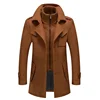 Fashion Middle Long Jacket Male Double Collar Zipper Coat Windbreak  Woolen Overcoat  Autumn Winter Wool Trench Coats 3