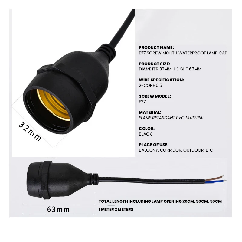 Lamp Bulb Holder Lamp Holder Lamp Base LED Lamp Base Outdoor Waterproof E27 Lamp Holder Farmyard Decorative Lamp