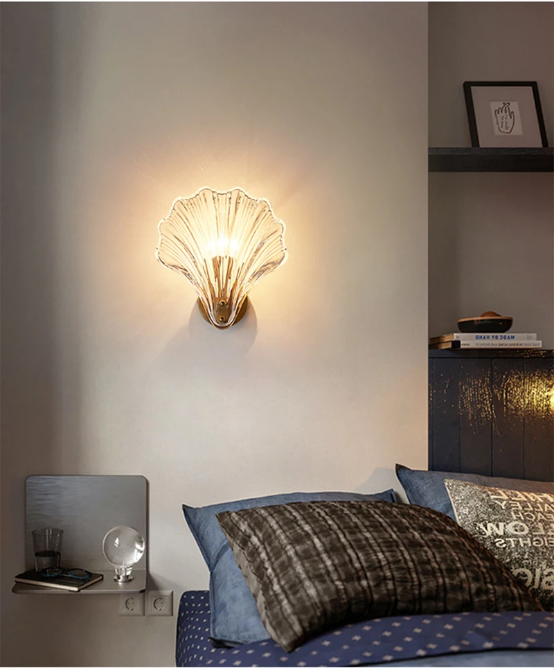 Description Picture 6 of itemLuxury Bedroom Bedside Small Pendant Light Creative LED Hanging Light for Kitchen Foyer Bar Dining Table Modern Shell Glass Lamp