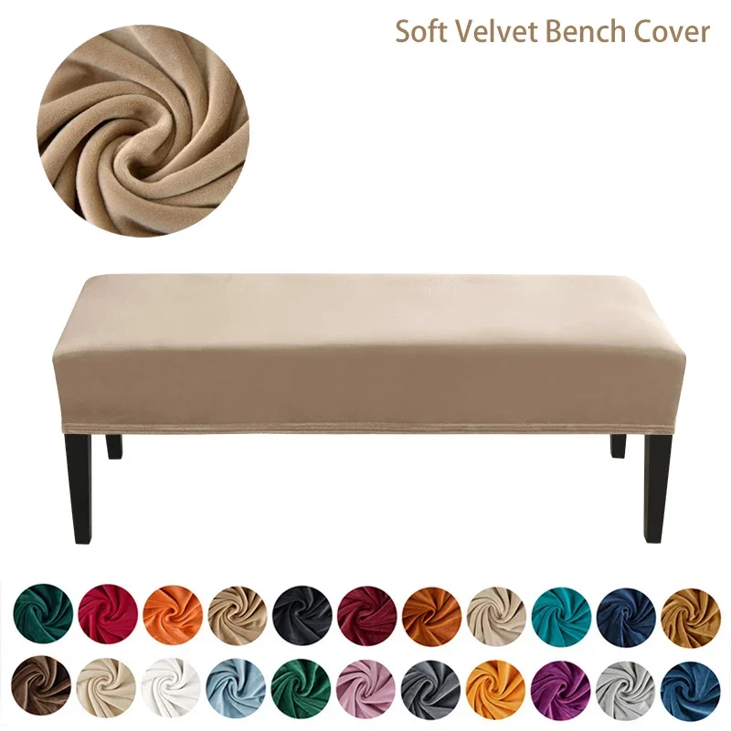 

Soft Velvet Bench Cover for Dining Room Bedroom Spandex Elastic New Decor Chair Covers Removable Washable Stretch Seat Protector