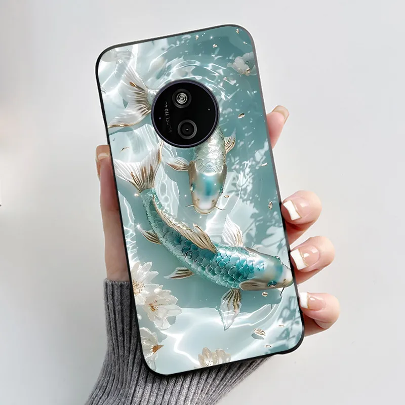 Aesthetic Shockproof Black Silicone Case with Sunset Pattern