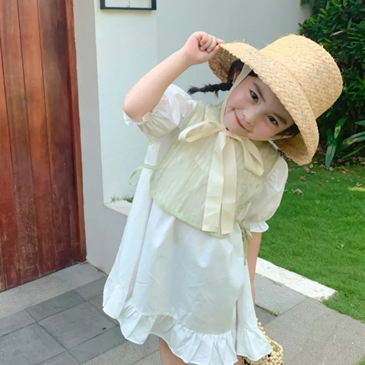 Summer Raffia Straw Hat for Girl Hand-made Sun Hat Retro Travel Sunscreen Beach Vacation with Lacing for Women Holidays Caps
