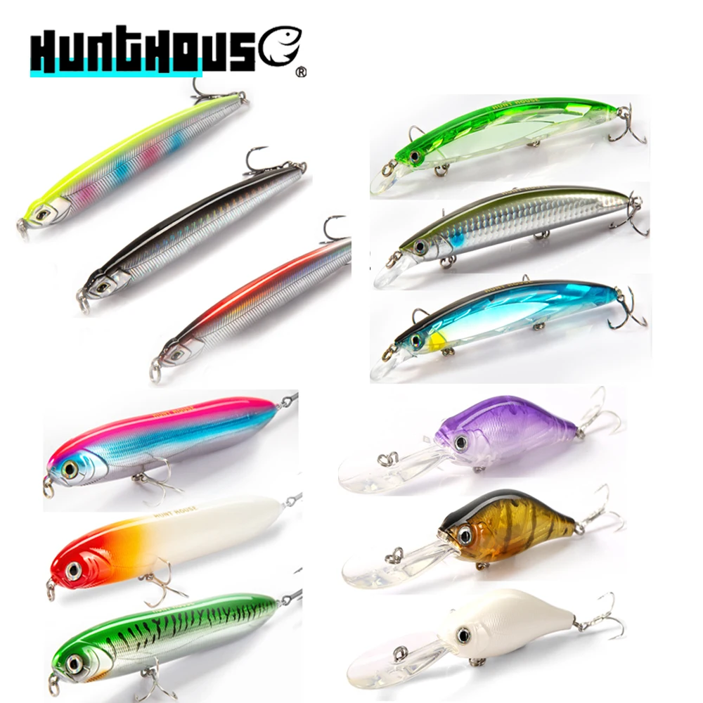 Hunthouse Minnow Pencil Crankbait Fishing Lure Sinking Floating Surface  Wobblers Hard Bait 3PCS For Trout Seabass Fish Tackle