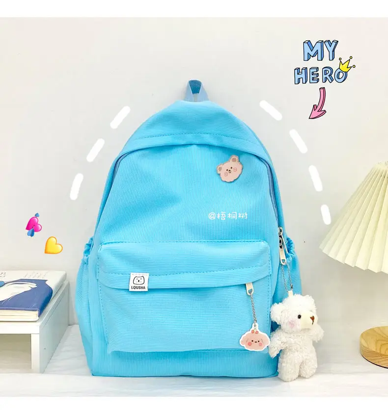 Backpacks Women Sweet Kawaii All-match Simple Solid Korean