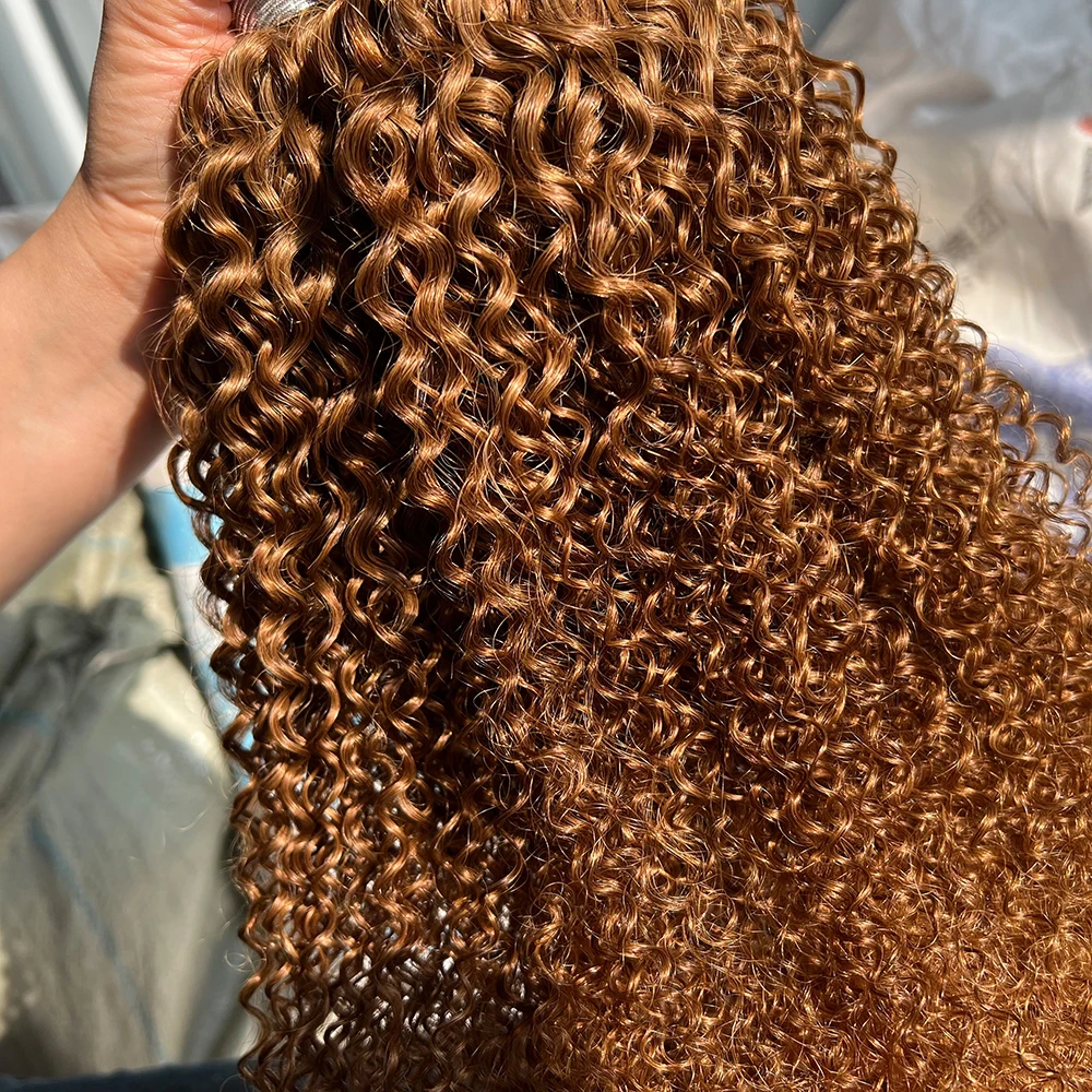 #30 Brown Kinky Curly Bundles 12A Burmese Curly Bundles 100% Human Hair Pixie Curls Raw Hair Bundles Unprocessed Human hair Deal 5