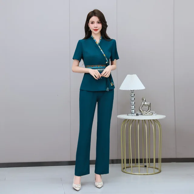 Vêtements de travail pour femmes, costume de serveur d'hôtel, Salon de beauté, Spa, Massage, café des ongles, bain de pieds Sexy, Sauna, technicien, pantalon global, uniforme 1