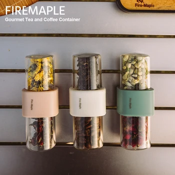 FIREMAPLE 휴대용 차 커피 항아리 컨테이너, 야외 주방 캠핑 용품, 낙하 방지 조미료 캔, 더블 엔드 병