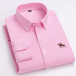 Men's Oxford Long Sleeve 100% Cotton Dress Shirt - Regular Fit, Casual & Formal Wear - 39 Size 165CM 60KG (1901)