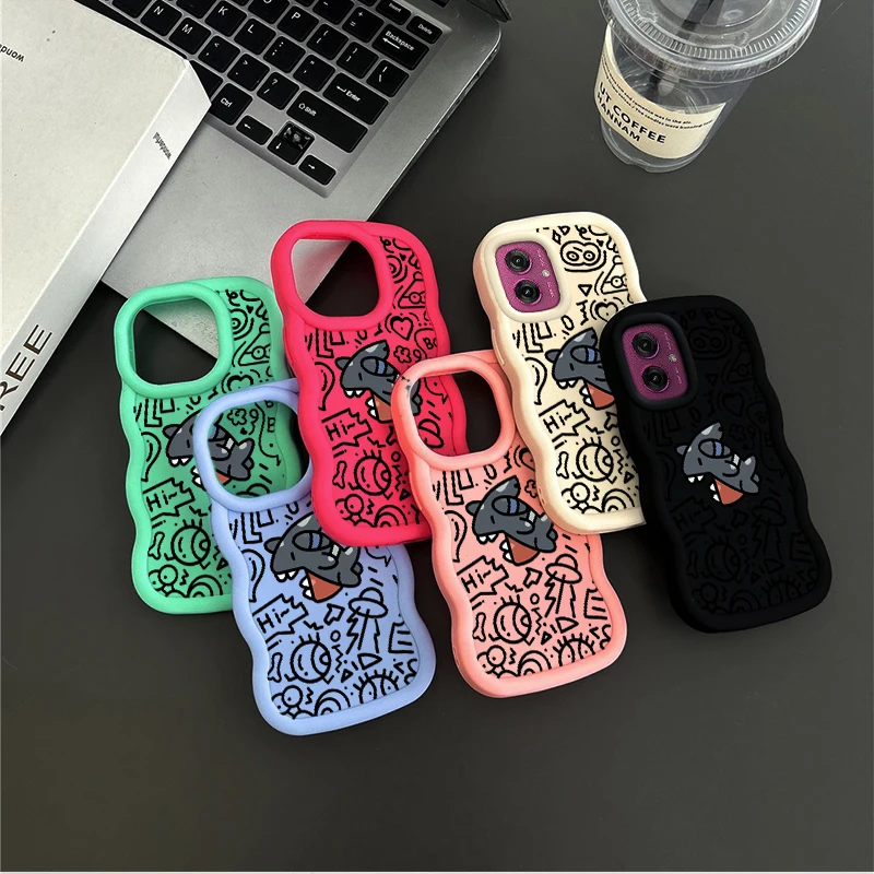 Grey Shark Wavy Silicone Phone Case Cover