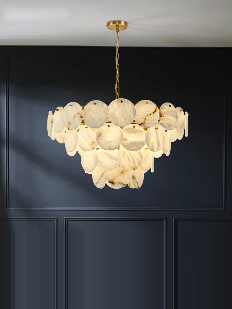 

2023 New Trend Natural Marble Collection Home Decoration Chandelier Lighting Lustre Para Sala Estar For Living Room