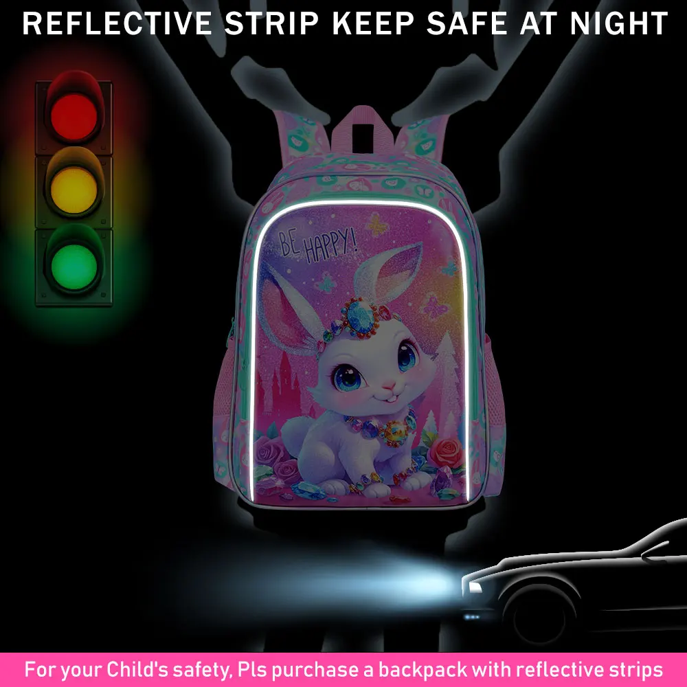 3Pcs Backpack for Girls, 16" Kids Bookbag with Lunch Box，School Backpacks for Elementary Preschool Kindergarten 4