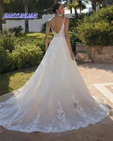 Customized Applique Lace Bride Wedding Dresses Spaghetti Straps Formal Wedding Party Gowns Backless vestido de noiva 2