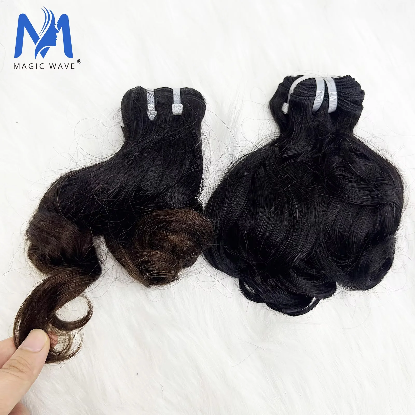 8-18inch Ombre Loose Bouncy Indian Virgin Human Hair Bundles Natural Color Bouncy Curly Hair Weave Extensions for Black Women 2