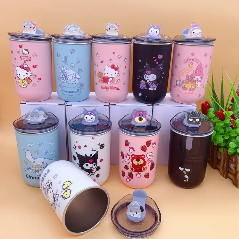 

Anime Sanrio Hello Kitty My Melody Cinnamoroll Thermos Cup Cartoon Creativity Luminous 304 Stainless Steel Portable Water Cup