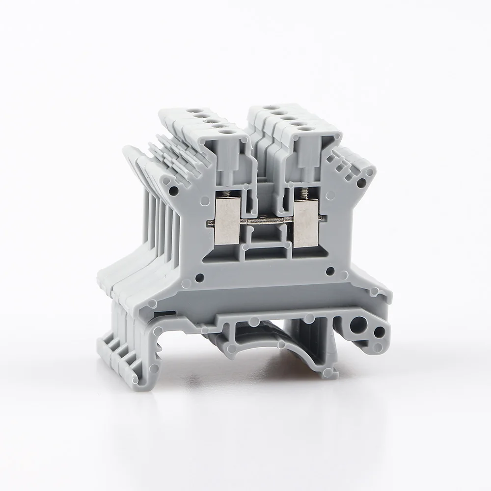 Wire Connectors Din Rail Terminal Block 10Pcs UK-1.5N Din Rail Terminal Block Universal Screw Connection Wire Connector Block Terminal Strip 16awg Wire Conductor