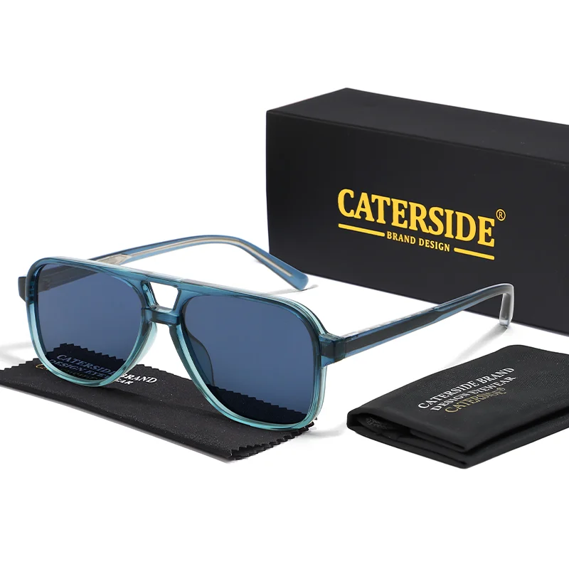 CATERSIDE Modische Herren-Sonnenbrille mit Flachem Oberteil und Doppelbrücke, Damen-Sonnenbrille im Schlichten Sommerstil für Angeln und Outdoor-Aktivitäten – Detail 1