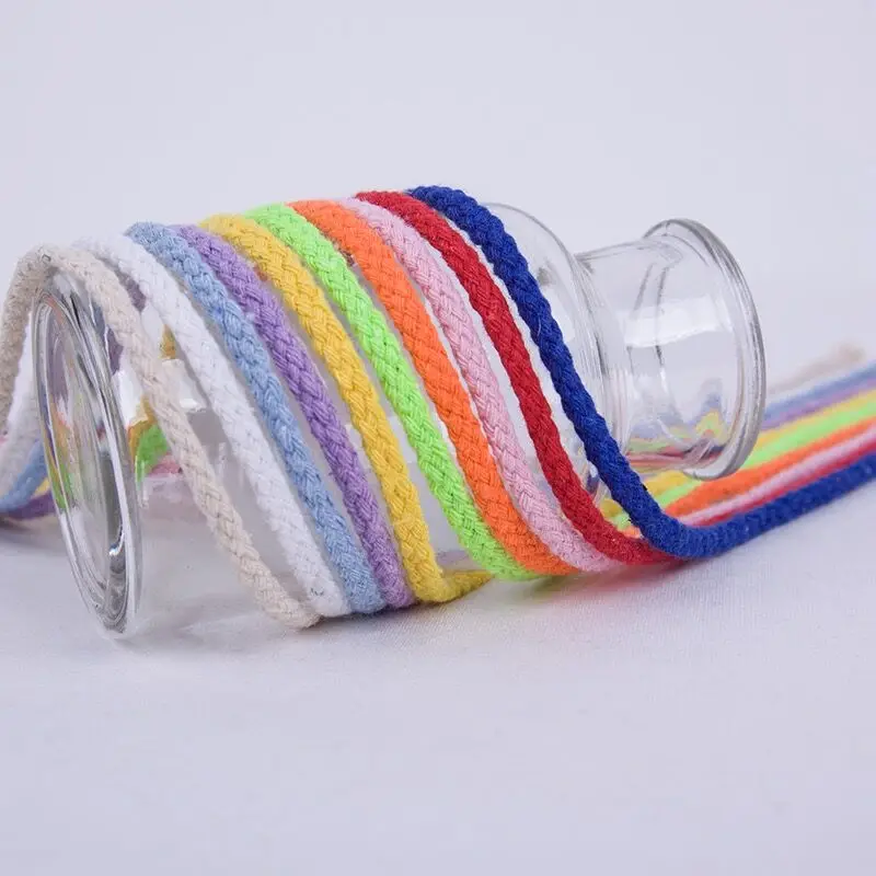 5Yards/Lot 5mm Cotton Rope Ribbon Wedding Birthday Party Gift Box Flower Decoration Linen Cords DIY Home Textile Garment Fabric