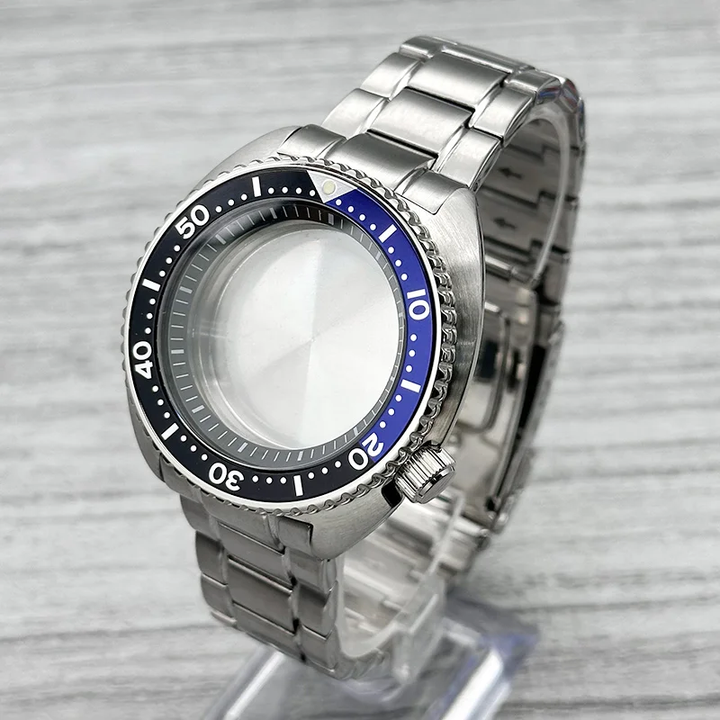 Silbernes 6105 6309 Turtle Abalone Uhrengehäuse mit Saphirglas, passend für NH35 NH36 4R35 7S Uhrwerke, 28,5mm Zifferblattgehäuse, modifiziertes Teil – Detail 5