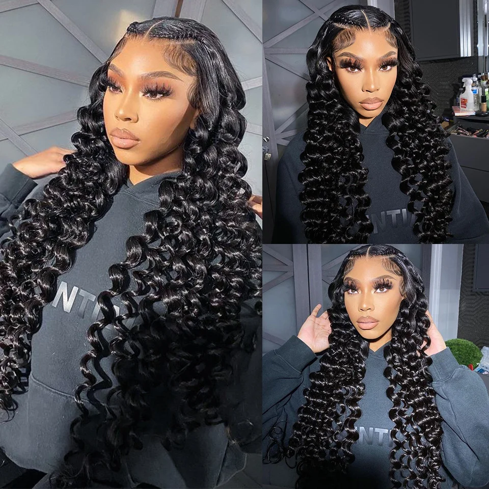 200 Density Silk Top Curly Transparent Lace Frontal Wig Human Hair Wigs Loose Deep Wave 5x5 Glueless Lace Closure Wigs for Women