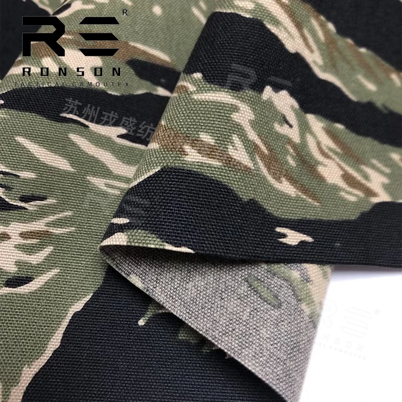 hot sale 500D nylon oxford Tiger Strip Blue/Black/Desert camo camouflage tactical fabric use for bag vest in stock