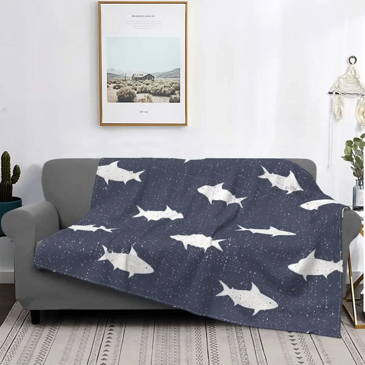 귀여운 바다 생물 상어 담요, 플란넬 담요, 다기능 슈퍼 소프트 스로우 담요, 침대 소파 플러시 얇은 이불, 여름