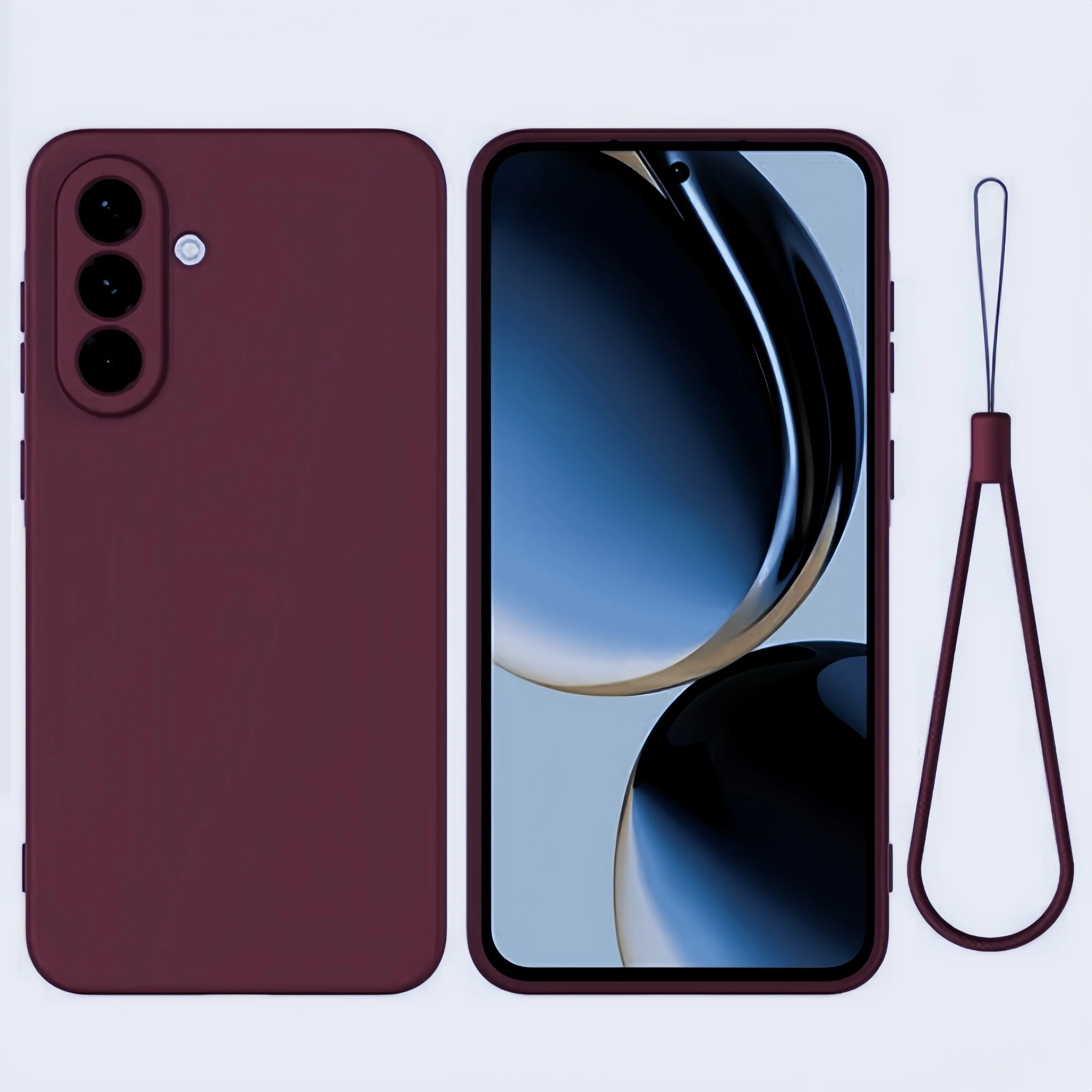 Lanyard Fashion Solid Colour Shockproof Liquid Silicone Phone Case