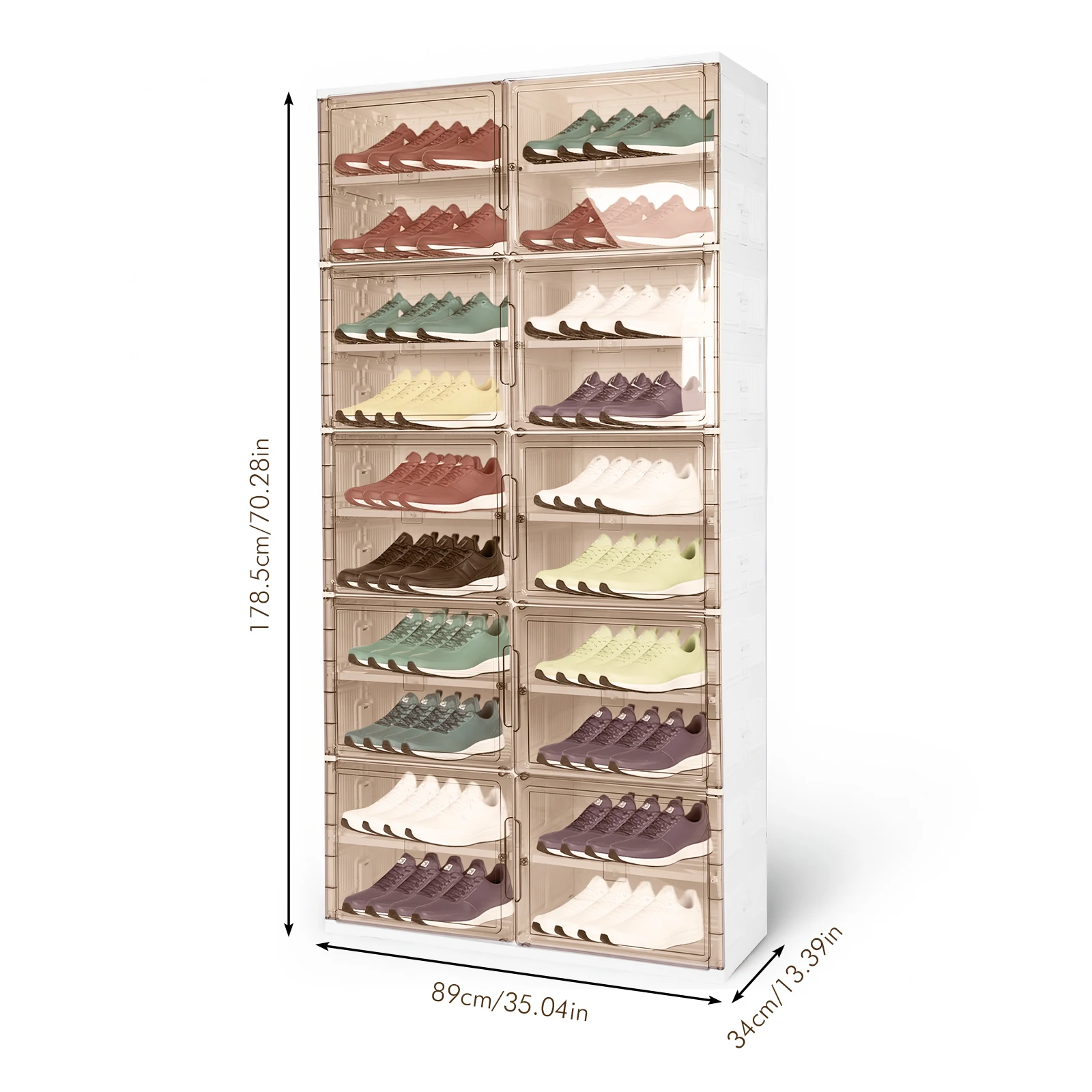 10 Tiers 40 Pairs Foldable Shoe Rack Organizer Plastic Shoe Cabinet (White)