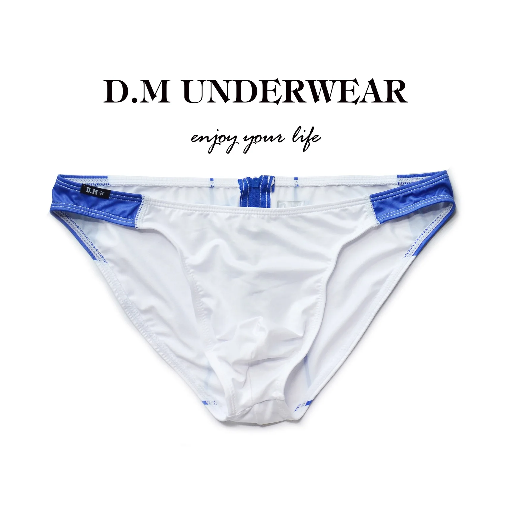 Men's Fashion Underwear D. M men's Briefs low waist sexy printed letters Hip Zipper polyester Milk silk elastic men's underwear
