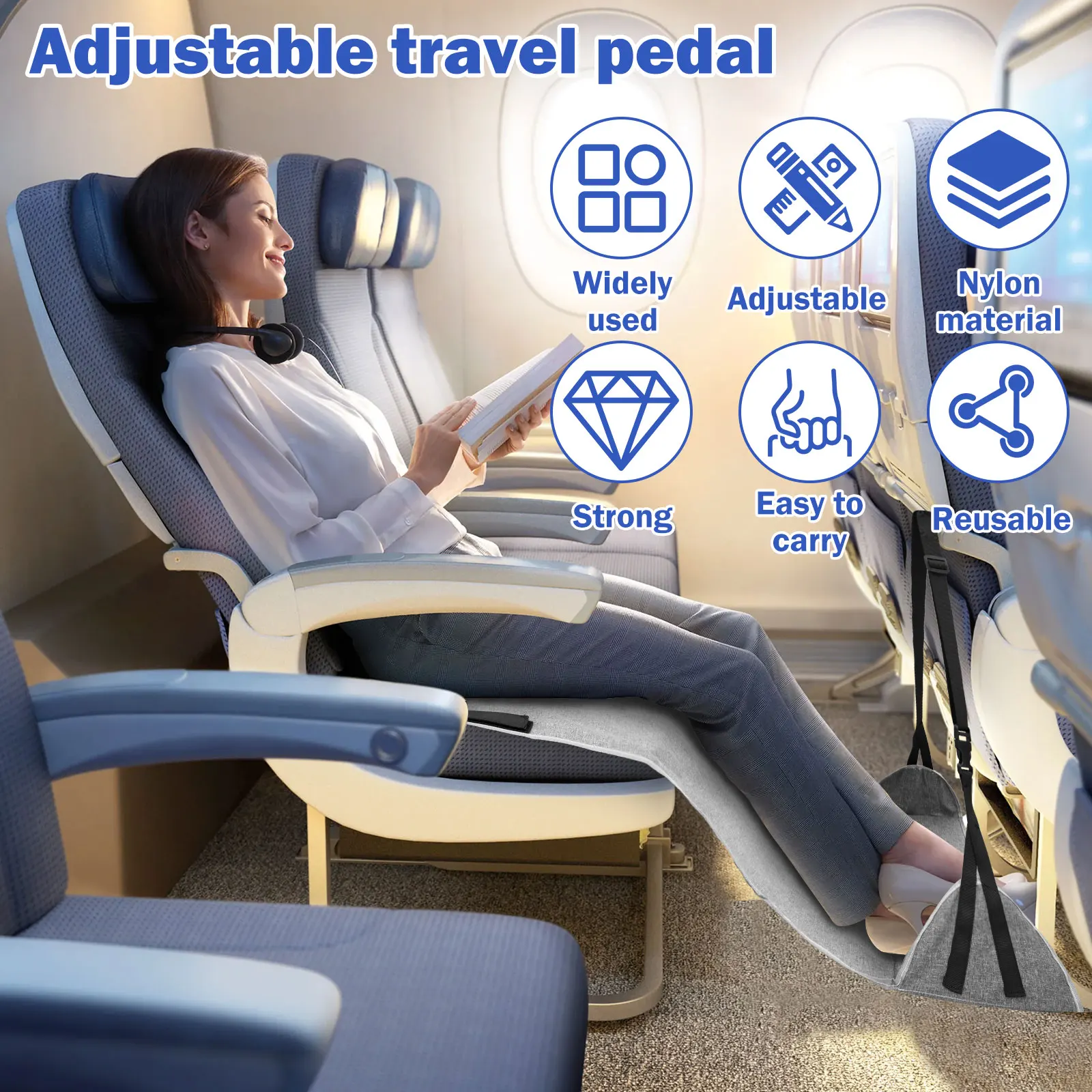 Nylon Portable Airplane Foot Rest Hammock for Travel