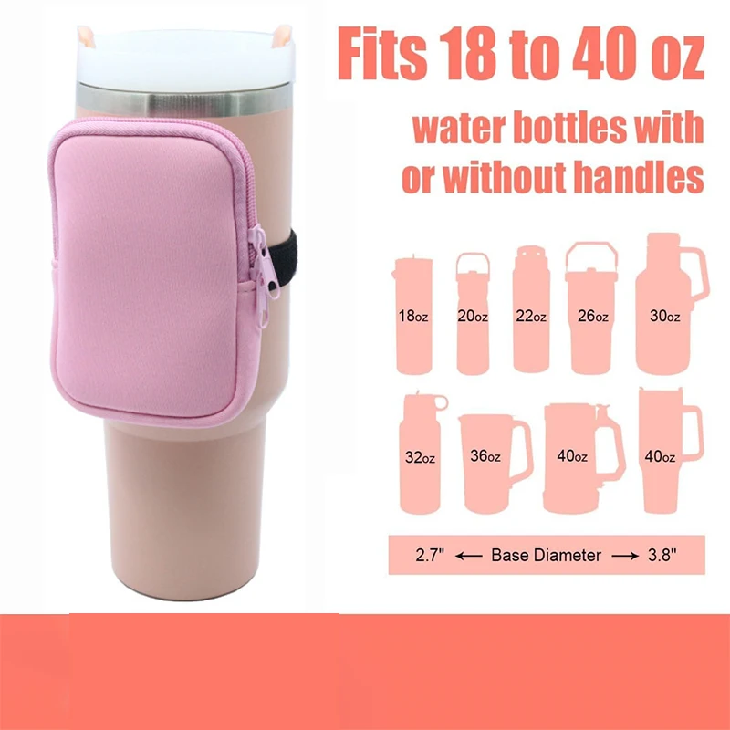 40oz Water Bottle Pouch Diving Fabric Portable Bag Water Bottle Wallet Water  Bottle Caddy With Dual Zipper For Phone Keys Card - AliExpress