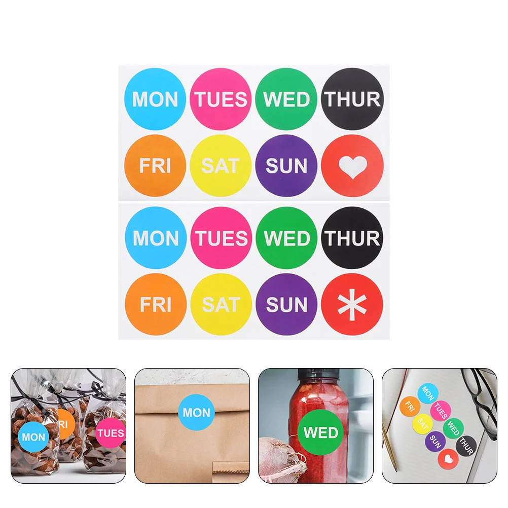 

20 листов цветных наклеек этикетки на день недели круглые наклейки для ресторана ежедневное использование памятные дни