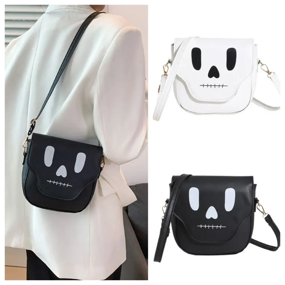 

Large Capacity Ghost Shoulder Bag Casual Ins PU Leather Ghost Crossbody Bag Handbag Harajuku Small Square Bag Halloween