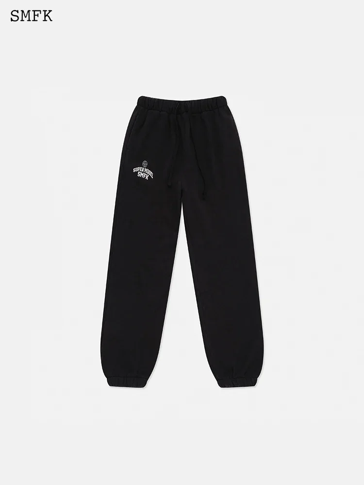 SMFK Vintage Campus Joggers Pants Embroidered Drawstring High Waist Sports Trousers Oversized Casual Cuffs Jogging Sweatpants