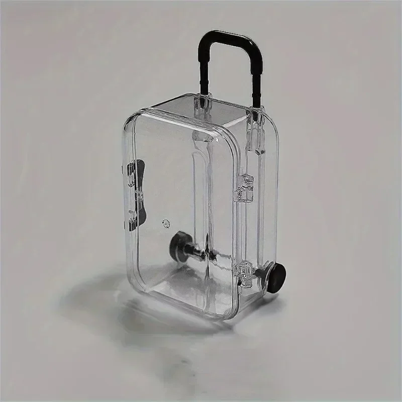 Storage Box Plastic Storage Box Storage Container 12pcs Mini Transparent Plastic Suitcase Storage Boxes with Retractable Wheels Jewelry Snack Organizer