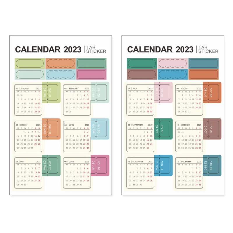 10 Packs Of 2023 To 2024 Year Calendar Index Stickers Diary Handbook  Classification Label Stickers 1 Pack 2 Sheets Lights for Pictures Sketch  Book