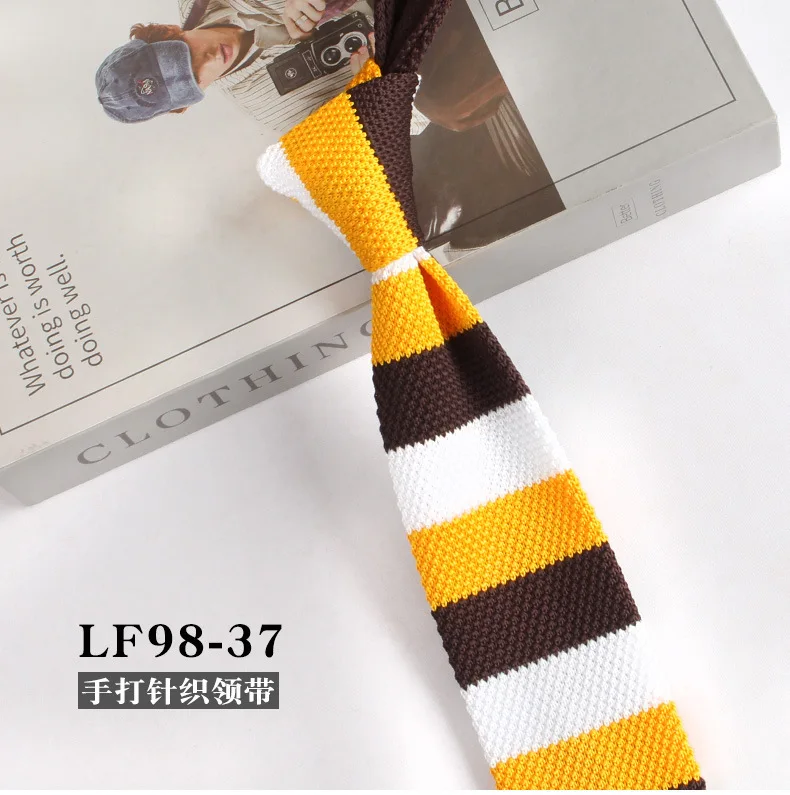 New Trendy British Casual Knitted Ties For Men Narrow Flat 6cm Width Striped Neckties College Boys Shirt Accessories Suit Cravat