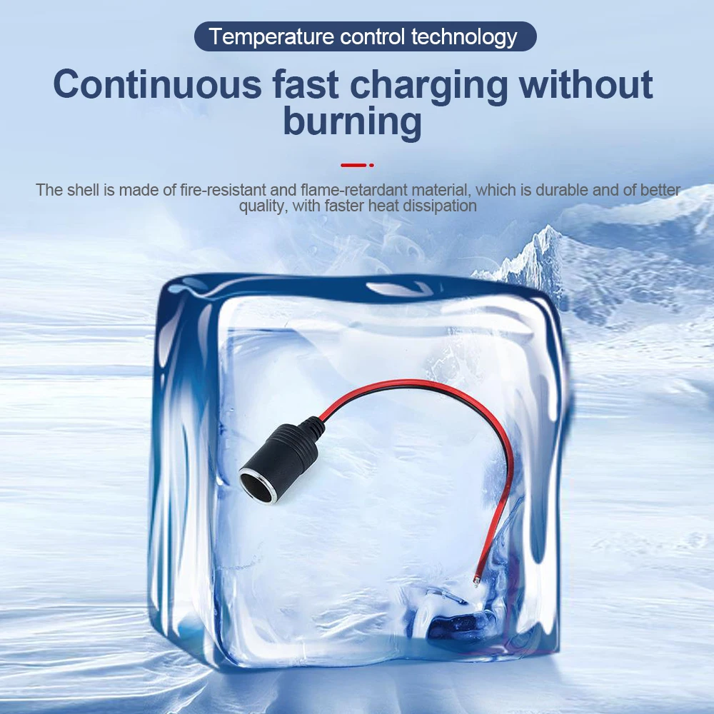 12V Universal Car Cigarette Lighter Charger with 30cm cable 10A/15A/20A Female Socket Plug Connector Adapter