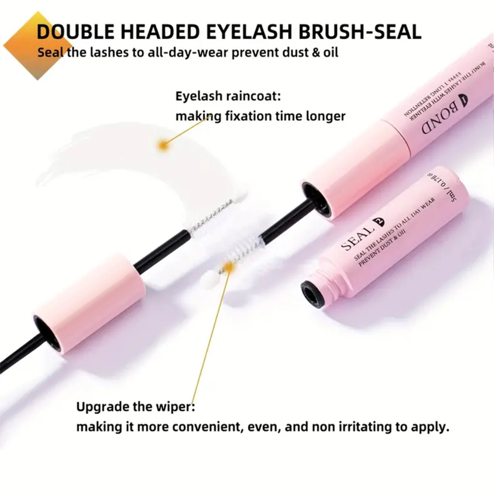 Double-headed eyelash extension glue bond and seal non-smudged strong hold transparent sealer makeup accessories