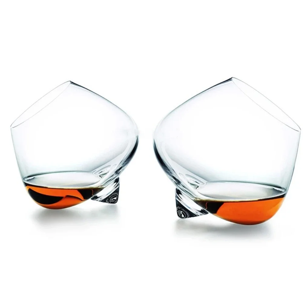 Drinking Vessels Wine Glasses 1pc Whiskey Glass Rotating High Belly Cigar Whiskey Cocktail Drinking Wine Cup Tumbler Down Bar KTV Club Glasses