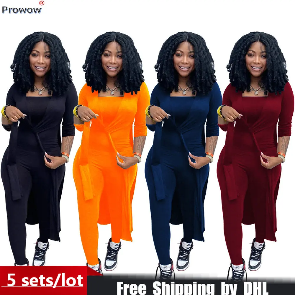 

2023 Fall Winter Jumpsuit 2 Piece Set Women Outfit Casual Lady Romper Pants Suit Cardigan Coat Bodysuit Tracksuit Wholesale 8846
