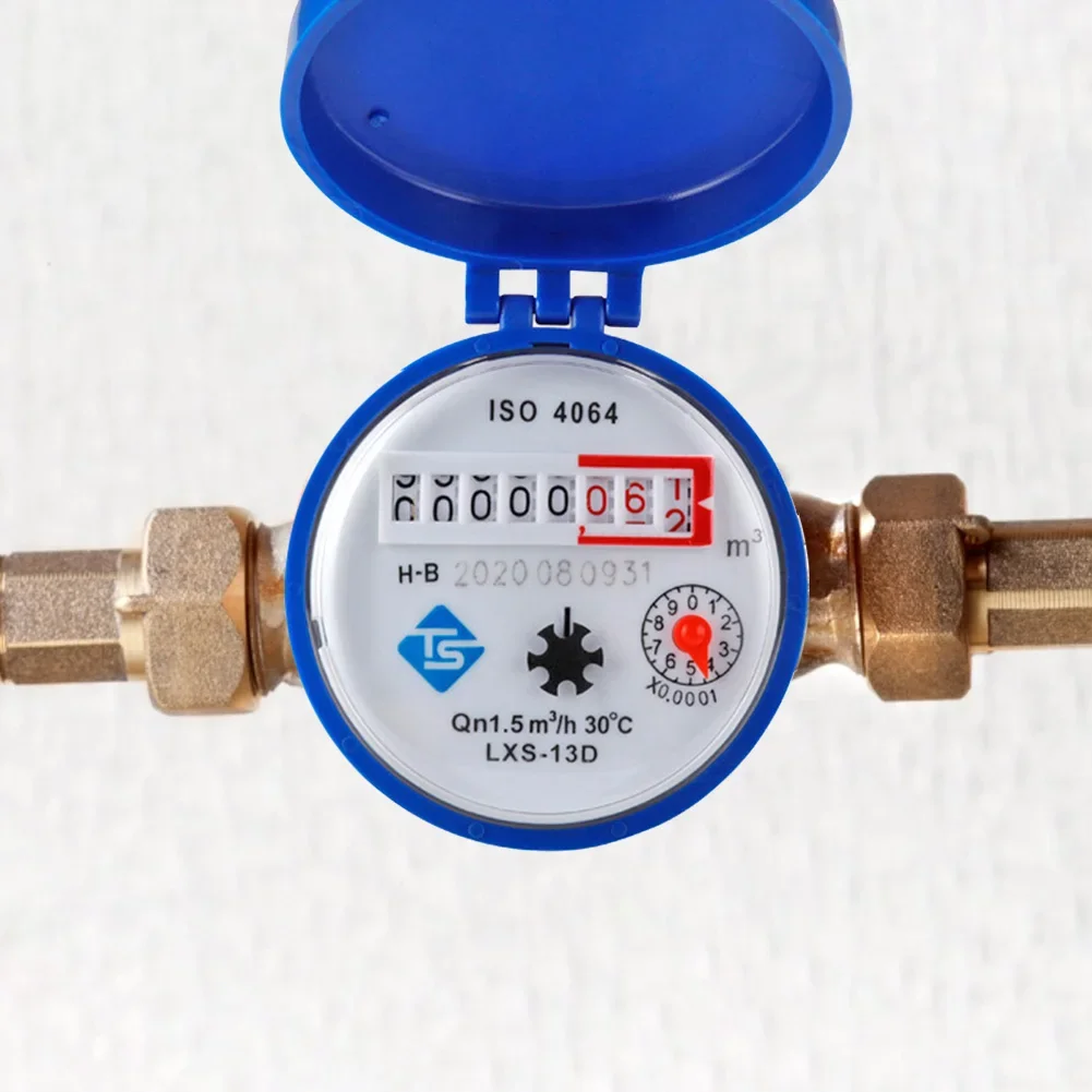 Water Meter Professional Flow Measuring Tools with Copper Fittings Rotary Pointer Counter Instrument