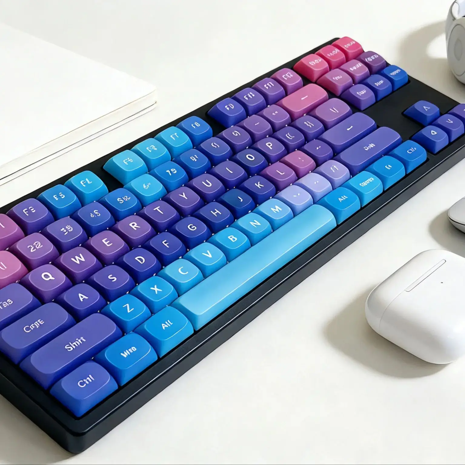 Purple Glitter PBT Keycaps - Rainbow Macarons